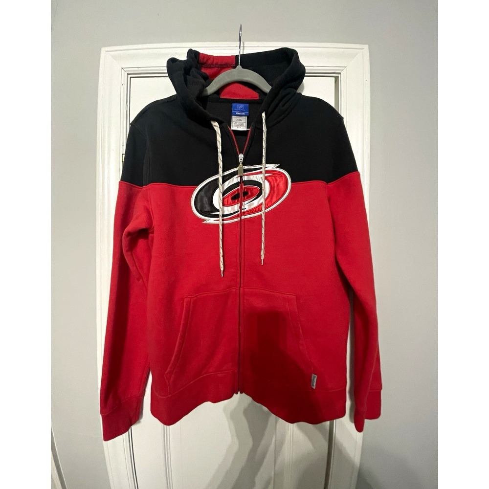 Reebok NHL Carolina Hurricanes Full Zip Hoodie Sweatshirt Red/Black Size M